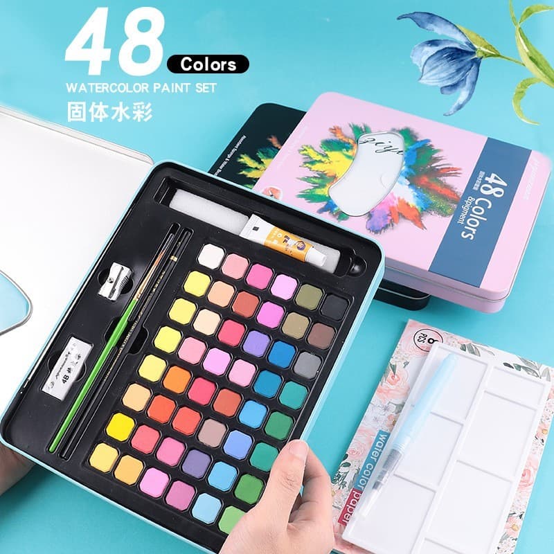 Ziyunxuan conjunto de tinta aquarela sólida profissional ferramentas de pintura de arte pintura infantil dedicado pó de