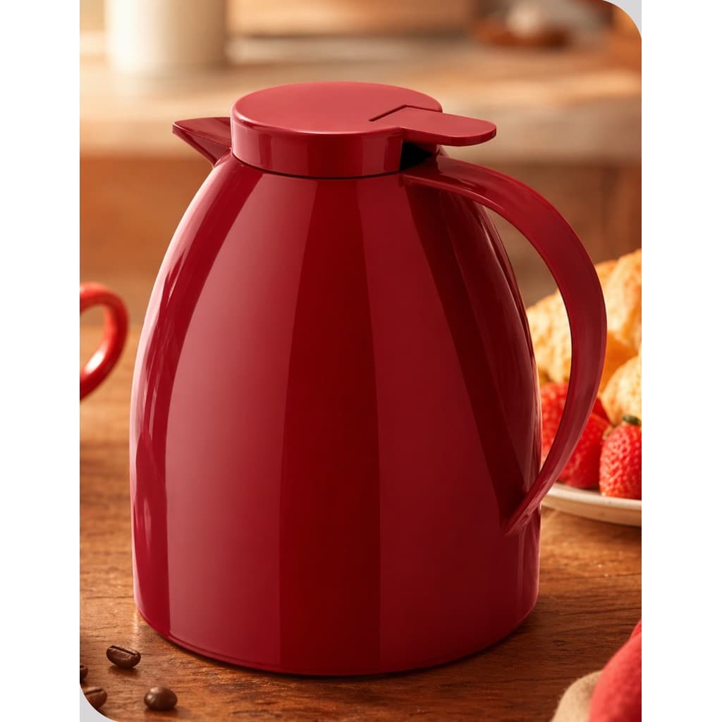 Bule Café Térmico 400ml Invicta Vermelho Intenso Viena Gatilho Ampola Vidro Mantém 6h Quente 12hFrio