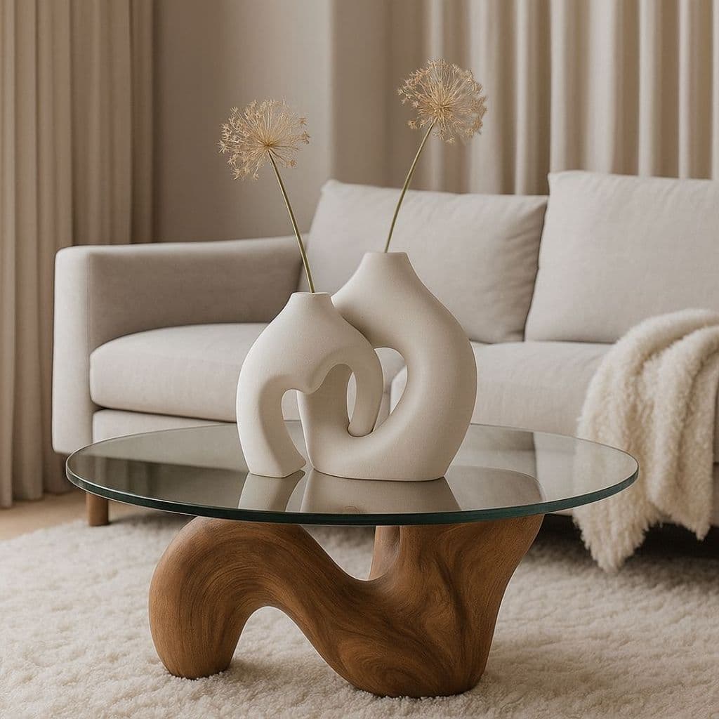 Kit Vaso Decorativo Coração Branco e Marfim 2 Peças Moderno para Sala e Aparador Love Duo