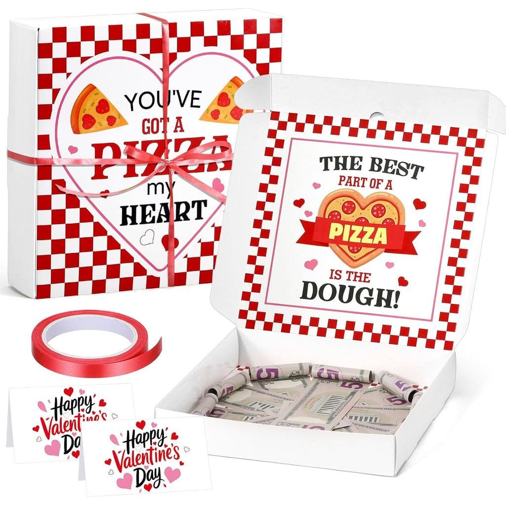 Feifeiya 2 Peças Caixa de Pizza para Dinheiro de Presente de Dia dos Namorados, 10 x 10 Polegadas, Caixas de Pizza Porta