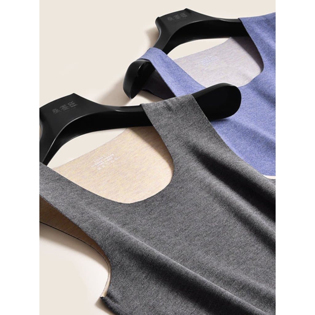 Colete térmico de lã de seda masculino sem costura em torno do pescoço roupa interior Bottoming topo fino-ajuste colete