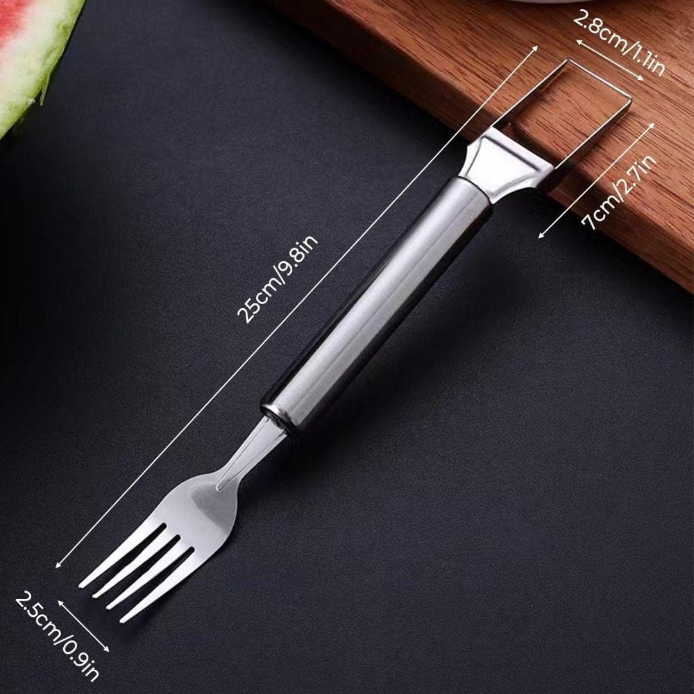 Cortador de melancia Liaoying, cortador de frutas de aço inoxidável com duas lâminas, cortador profissional estilo garfo