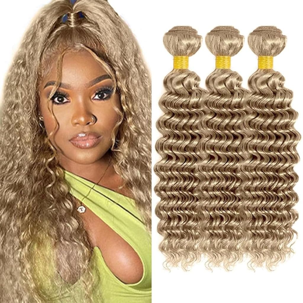 Cabelo Humano Jerry Curl Loiro Mel Claro, Cabelo Cru 12A, 22 Mechas de Humano, 26 28 30 Polegadas, 100% Cabelo Vi