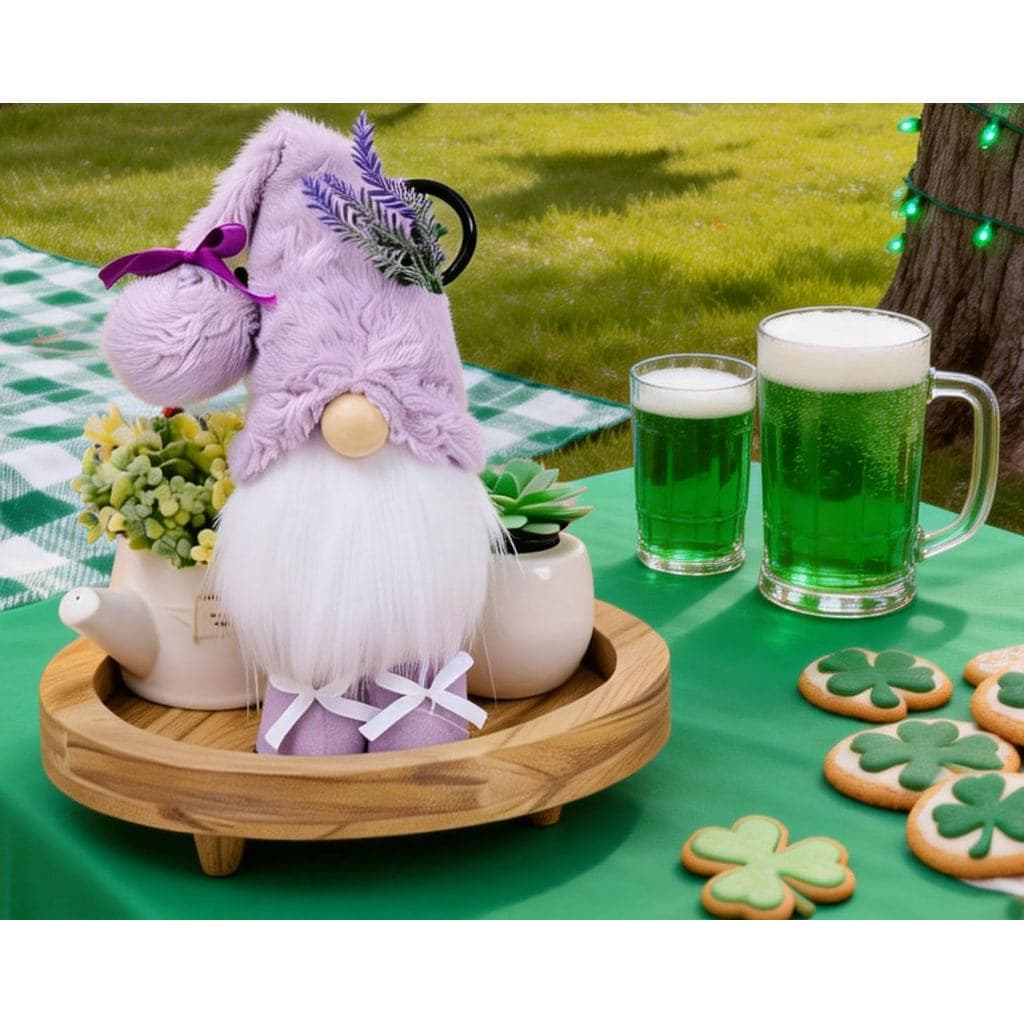 Decoração para o Dia das Mães, Gnomo de Pelúcia Roxo para Decoração de Bandejas em Camadas, Presentes de Gnomos de Lavan