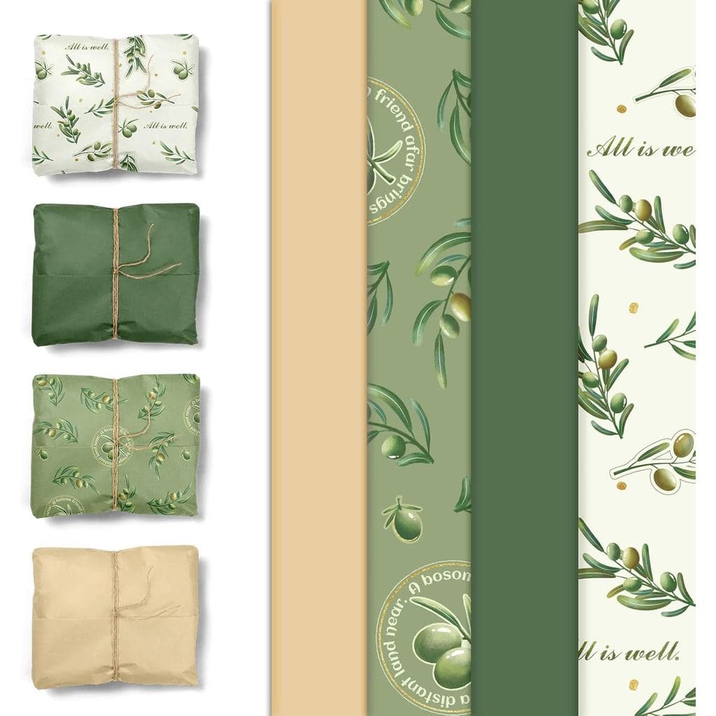 Aobkiat Christmas Green Tissue Paper for Bags,20 x 15 Inch Olive Leaf Wrapping Paper for Friends Family Present Packagin
