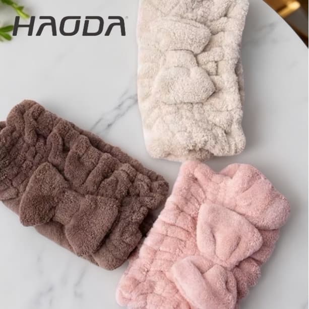 Haoda Bow Shampoo Coral Fleece Touca de cabelo seco para mulheres e adultos pulôver toalha de cabelo absorvente