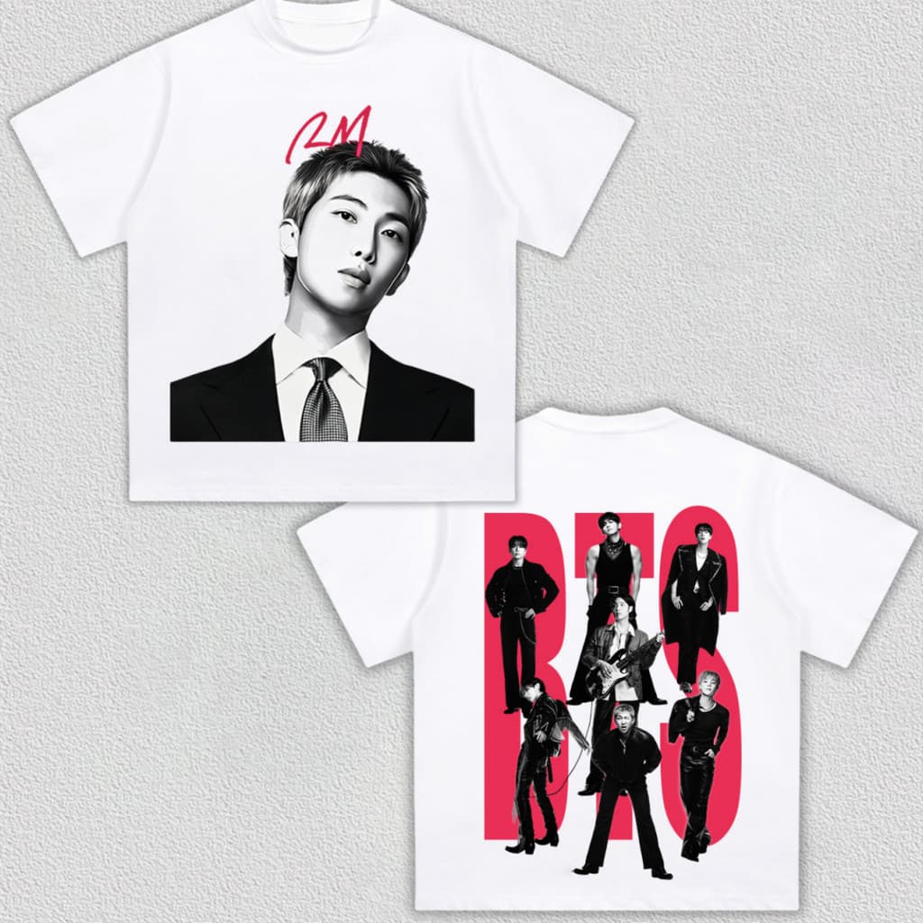 Camiseta Feminina Masculina Kim Nam Joon BTS RM Kpop Turnê Mundial Arirang 2026 Army Streetwear Novo