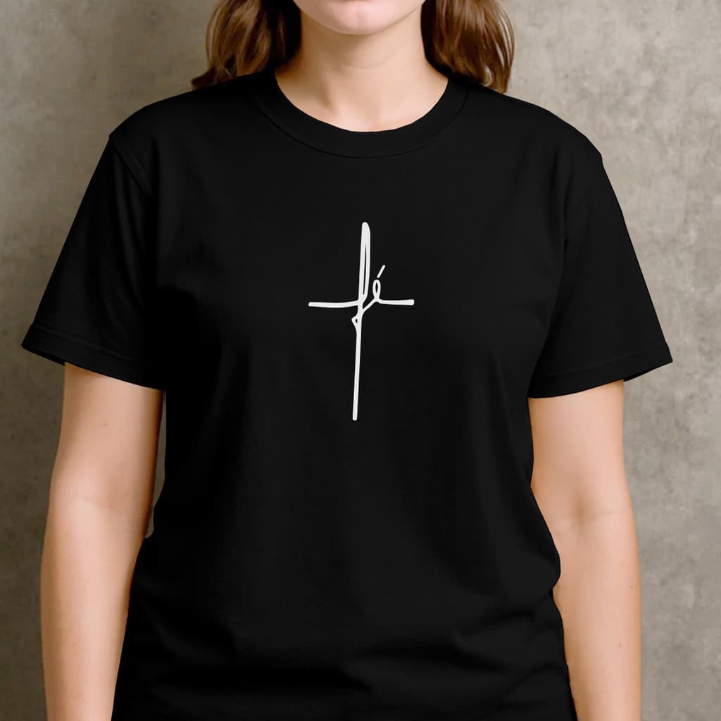 Camiseta Feminina Fé Estampada Religião Casual Estilosa Algodão