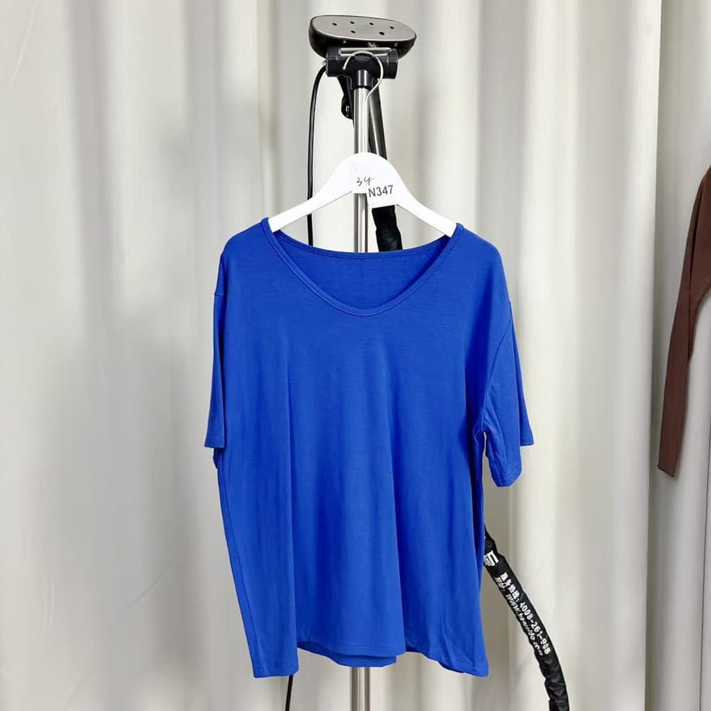 N347 Camiseta feminina de manga curta novo estilo primavera verão estilo fino Slim Fit sólido
