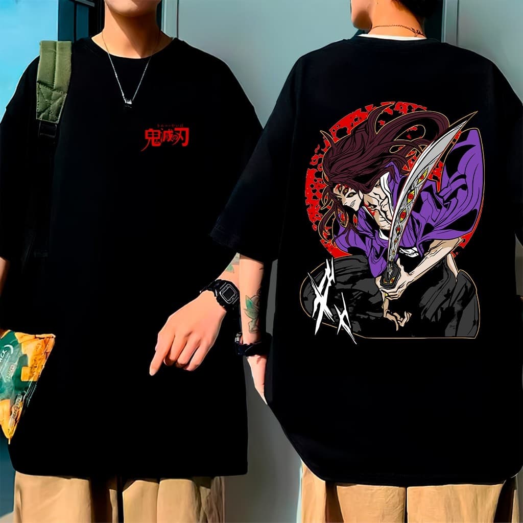 Camiseta Oversized Anime Kokushibo Lua Superior Camisa Algodão Feminino Masculino