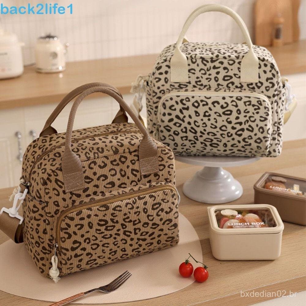 Bolsa De Almoço De Veludo BACK2LIFE1 , Portátil Para Piquenique Com Padrão De Morango Térmica Alimentos À Prova De Vazam
