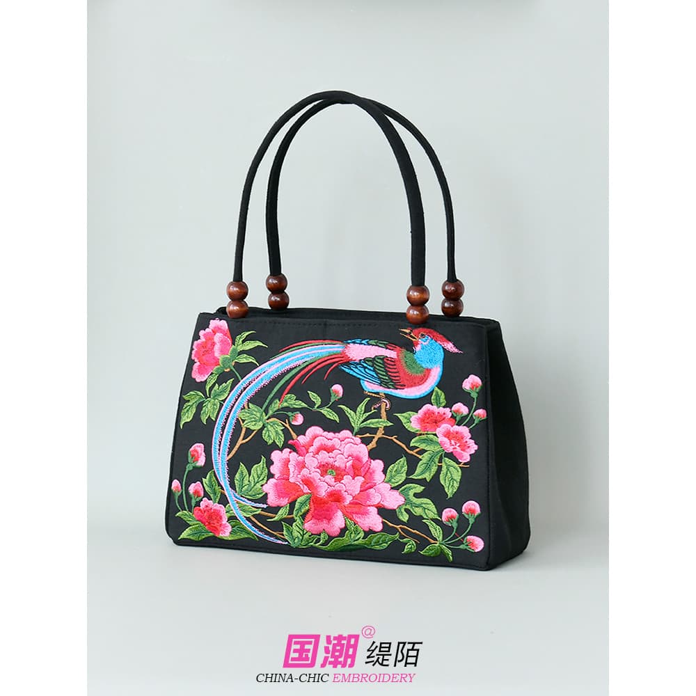 Estilo étnico bordado flor bolsa feminina bolsa de lona bolsa feminina bolsa almoço bolsa Casual
