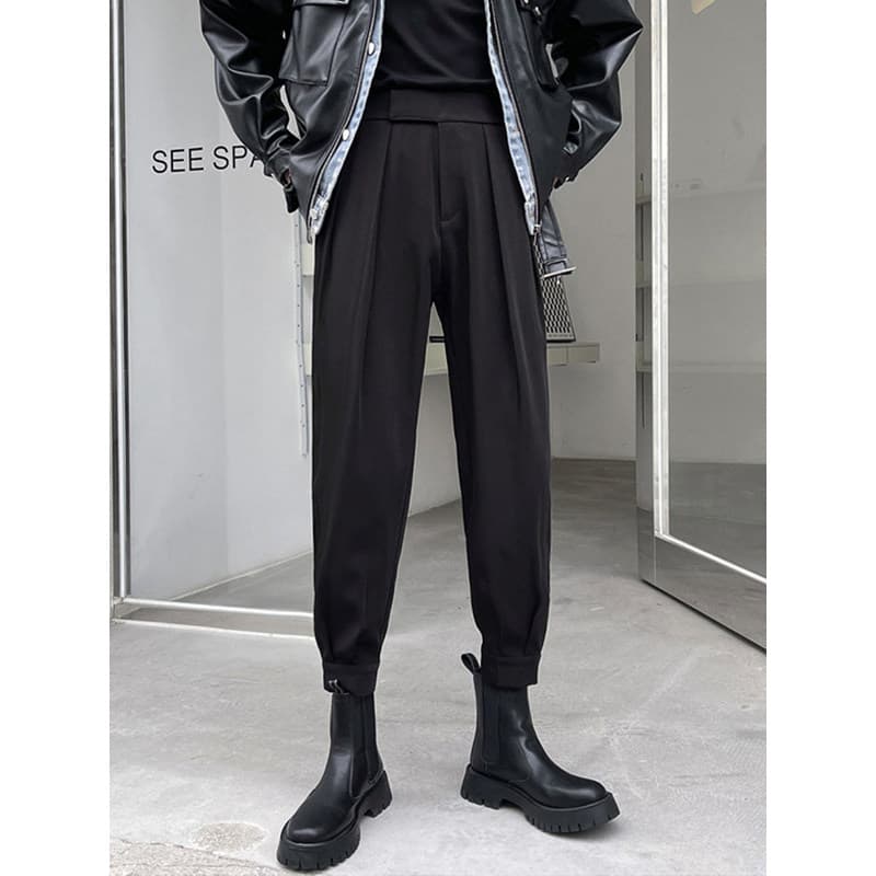 Outono inverno novo estilo Velcro terno calças masculinas Drape solto engrossado calças na moda All-Match calças casuais