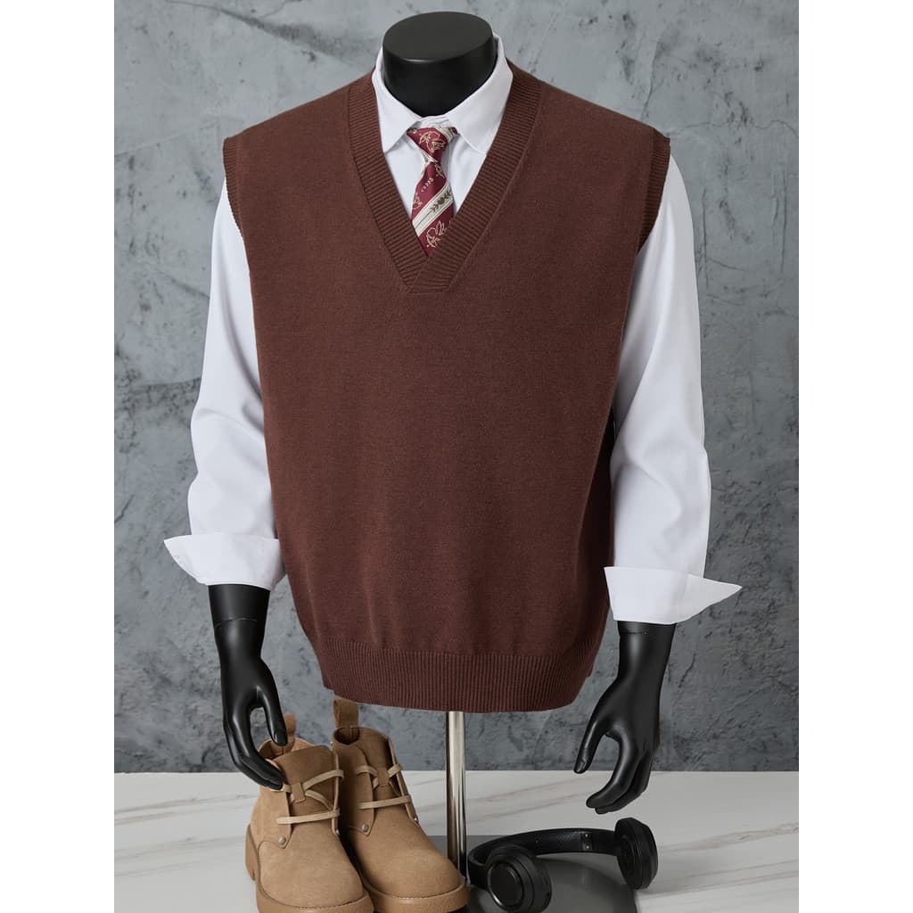 Masculino outono inverno estilo interior Casual com decote em V camisola colete na moda magro-ajuste Bottoming