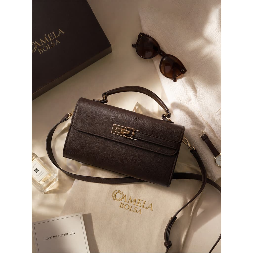 Bolsa Estruturada Minimalista Estilo Old Money Com Alça Transversal E Fecho Metálico