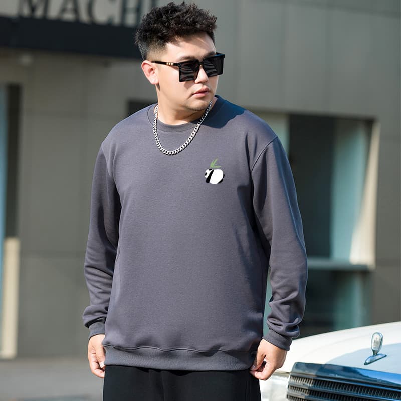 Moletom gordo masculino primavera outono grande manga comprida camiseta solta topo sem capuz engrossado mais gordura Ext