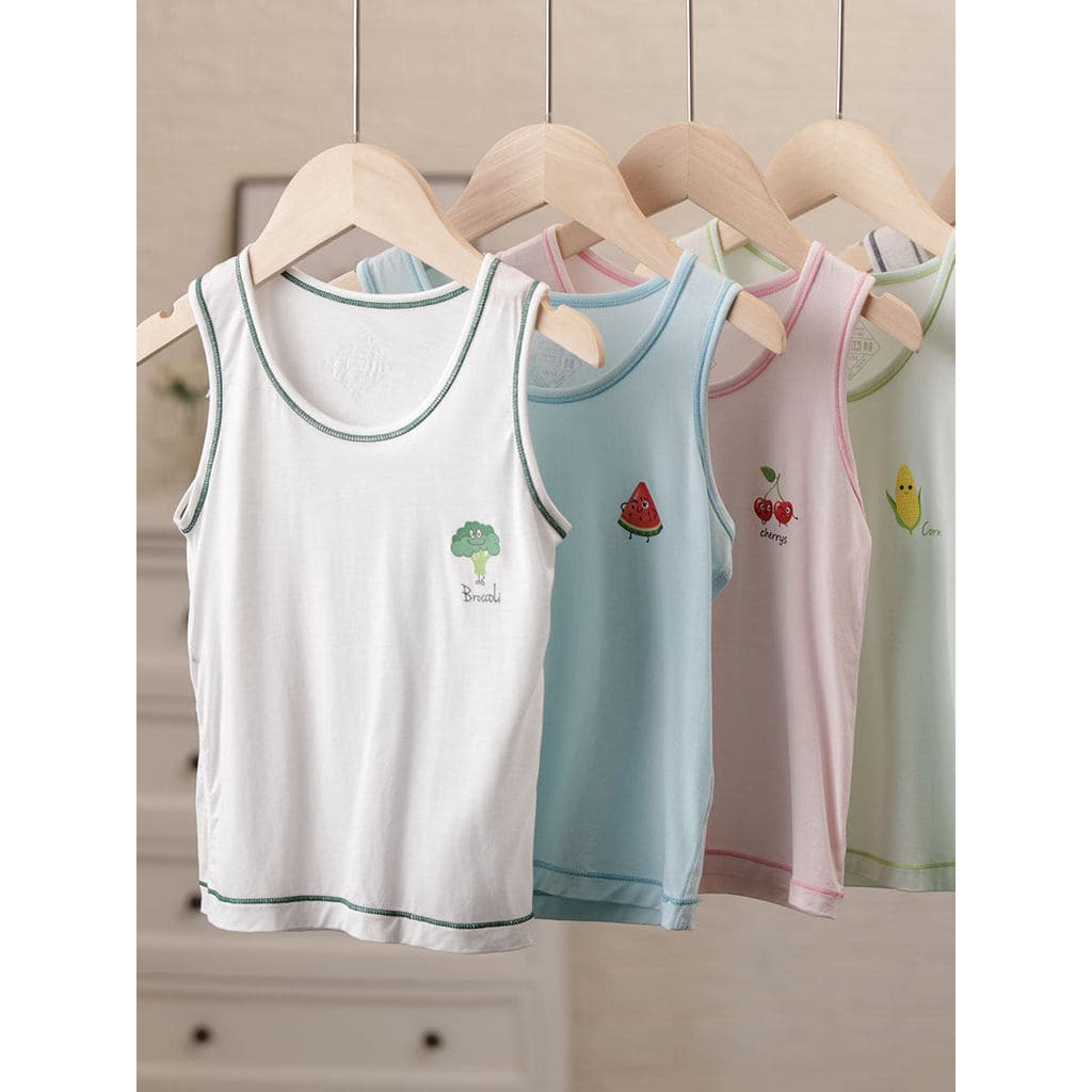 Mipink Fruit Lenzing Modal Colete Infantil Primavera Verão Meninos Sem Mangas Meninas Bebê Estilo Fino Sling