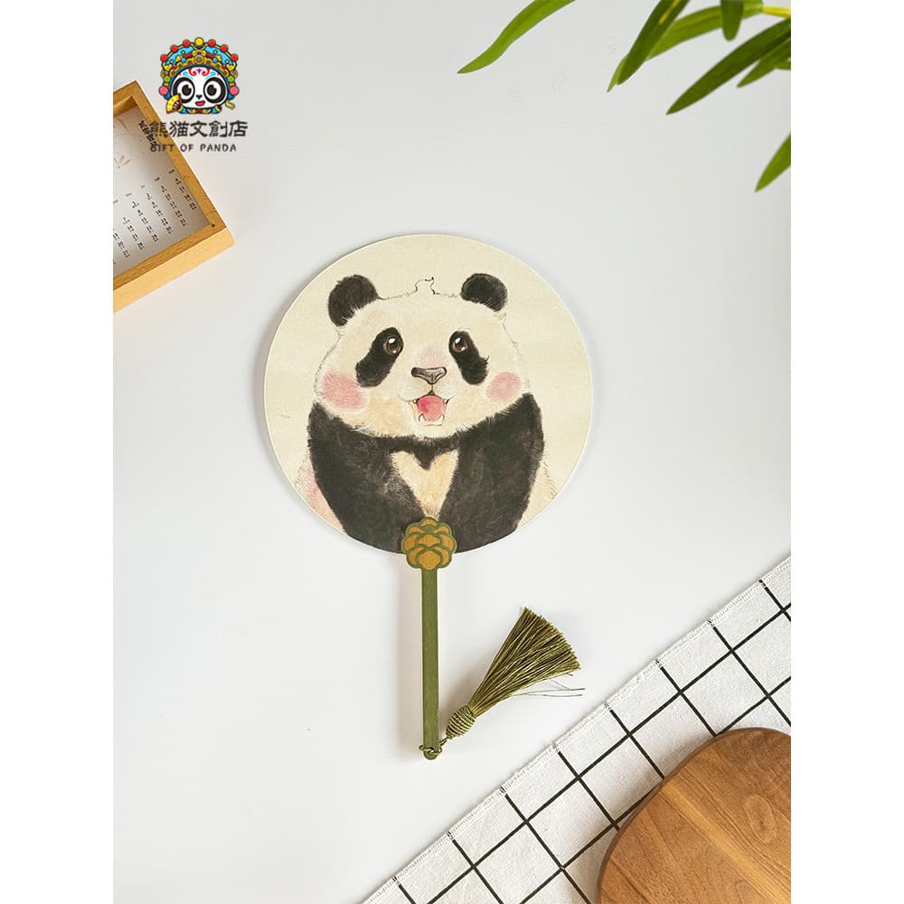 Chengdu Panda Cultural Criativo Flor Pequeno Ventilador Redondo Ventilador de Grupo Ventilador de Madeira Engrossado Che