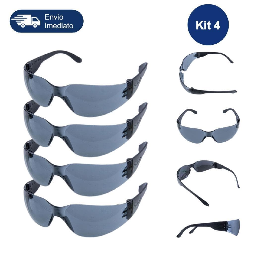 Kit 4 Óculos Fume Libus Leopardo EPI Com CA para Sol Segurança Uso Profissional Ciclismo