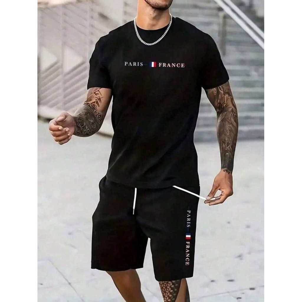 Conjunto Camiseta em Algodão + Shorts Shorts Mauricinho em Tactel Estampa Casual Streetwear Esportivo Primavera Verão