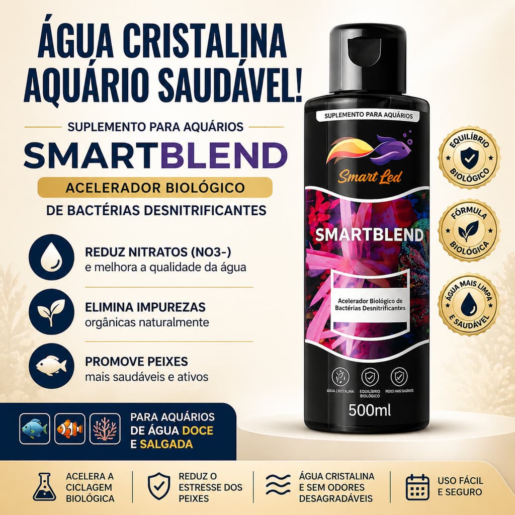 SmartBlend 500ml Acelerador Biológico para Aquário Doce e Salgado