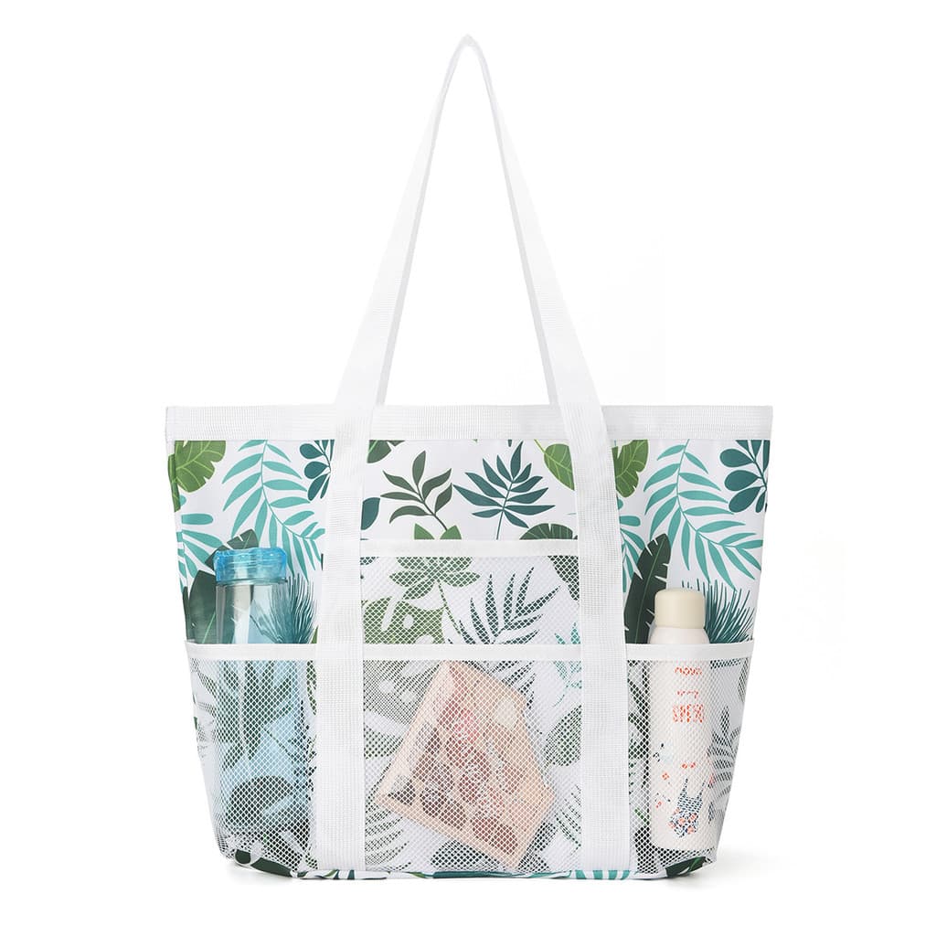 [Estoque pronto] Bolsa de praia de malha grande Bolsa de armazenamento de trenó com vários bolsos Bolsa organizadora de