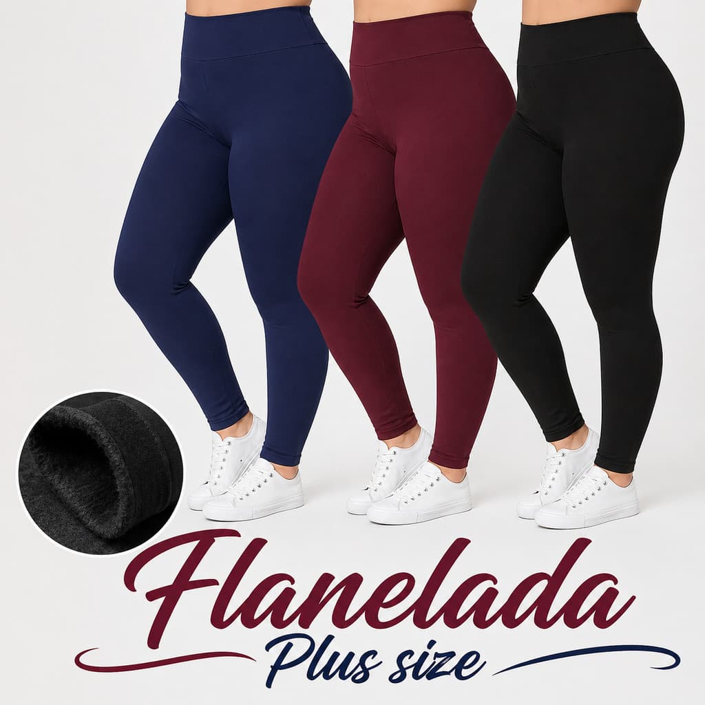 Calça Legging Flanelada Térmica Feminina Cintura Alta Não Transparente Inverno Plus Size
