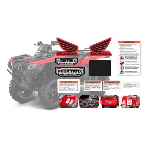 Kit Adesivos Do Quadriciclo Fourtrax 420 2014 Ed Advertência
