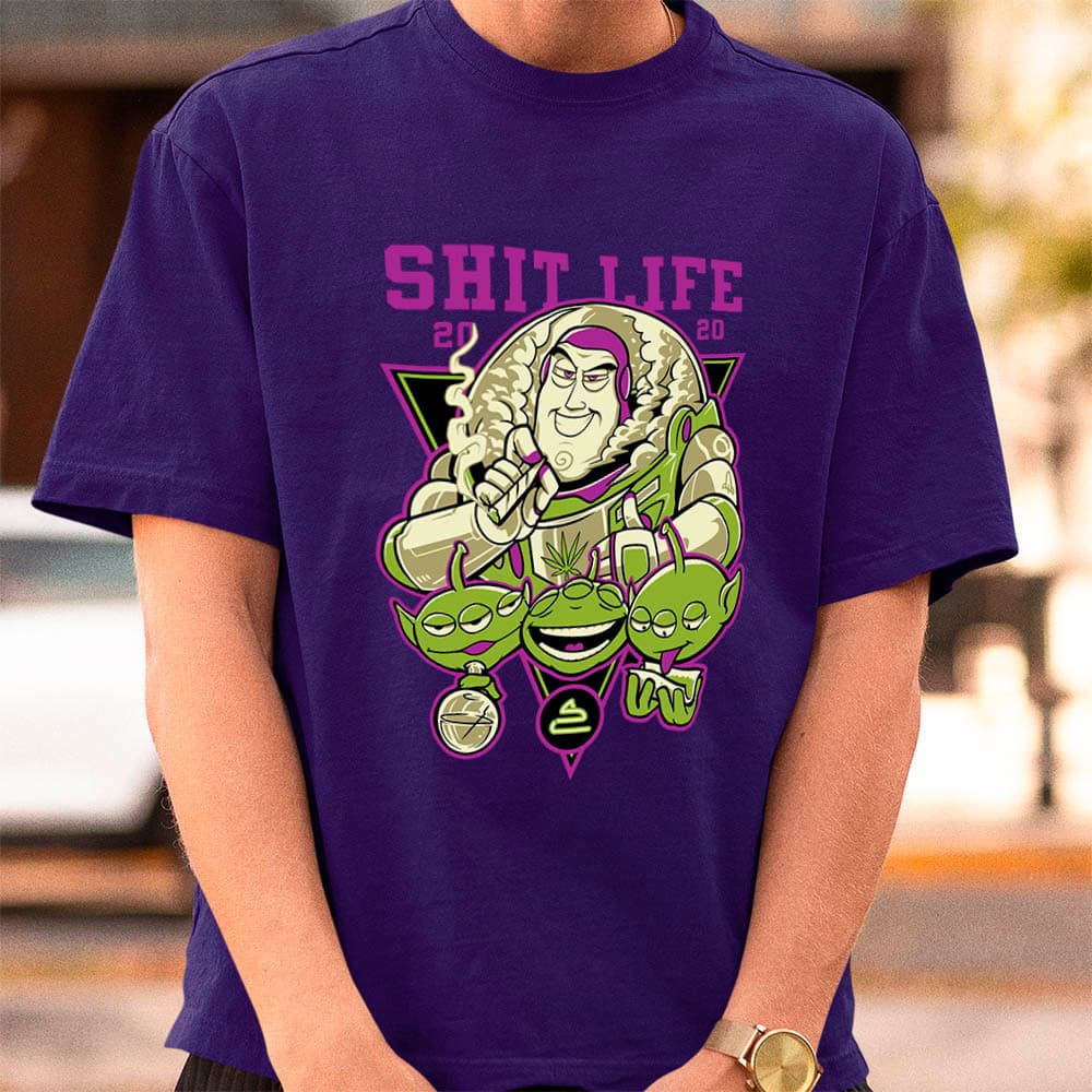Camiseta Toy Story Shit Life Geek Nerd Camisa Algodão Fio 30.1 Meme Humor