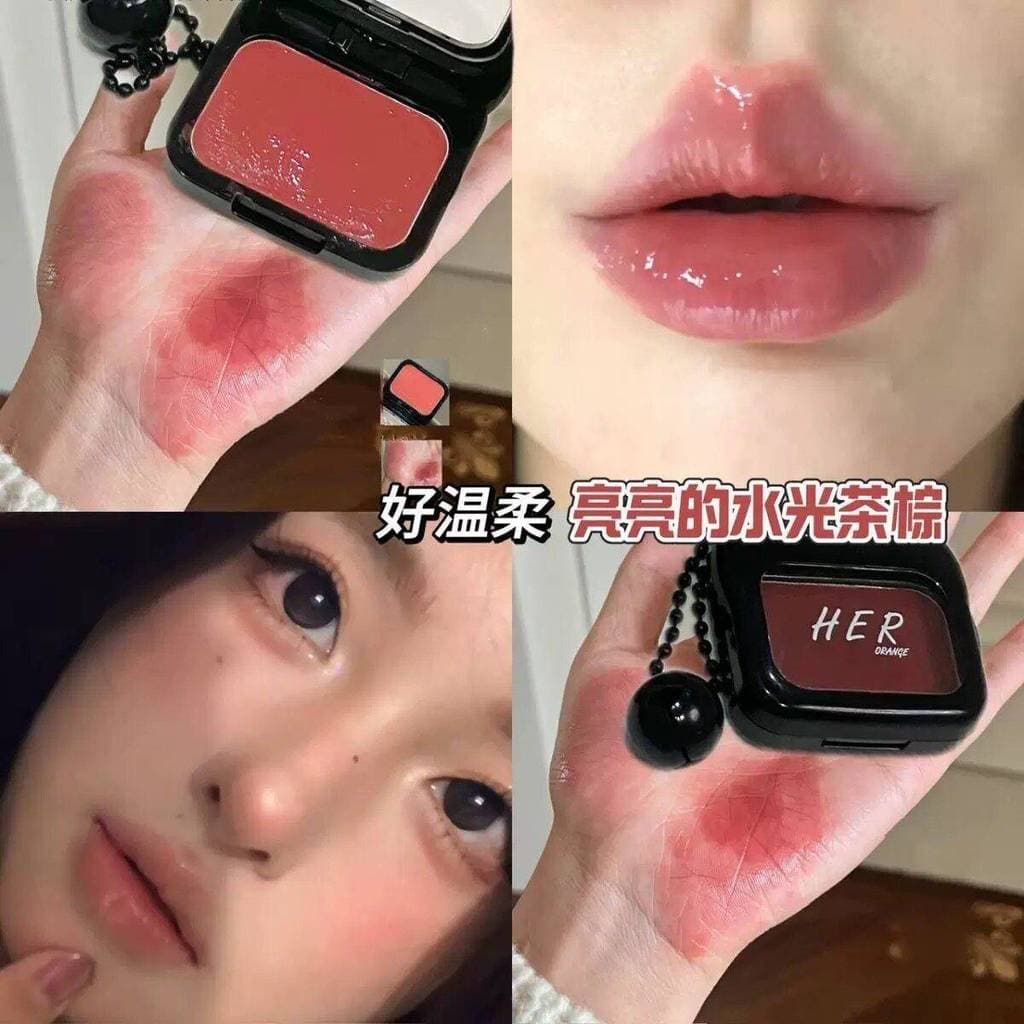 O creme multiuso vermelho marrom é muito bom!Geléia de chá preto monocromático fosco Blush em pó paleta atmosfera sentir