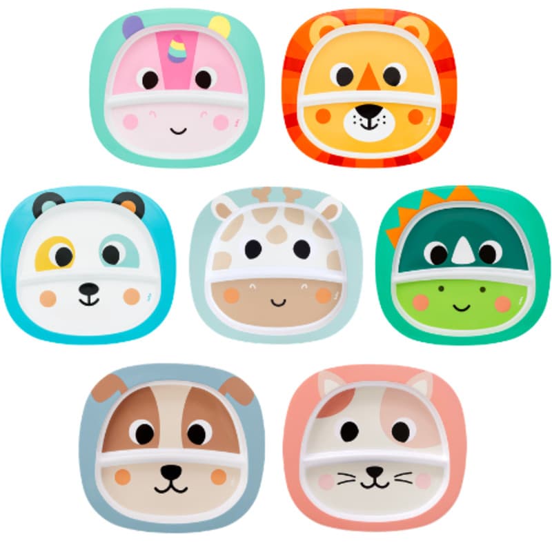 Pratinho Infantil Buba Animal Fun Com Divisória  Alimentação Refeição Introdução Alimentar Bebê Prato
