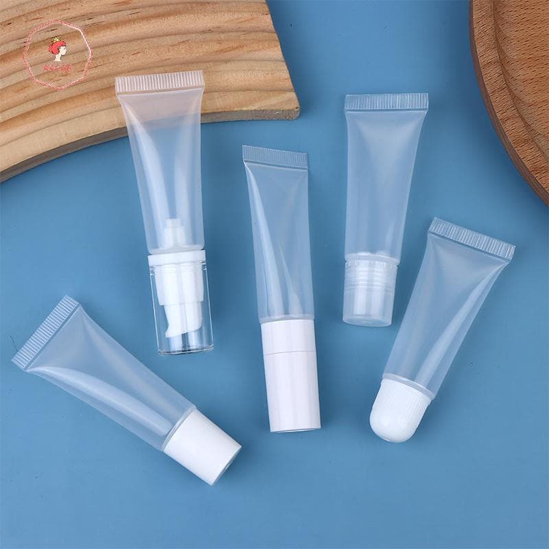 AACAR 10g Tubo De Brilho Labial Transparente Macio Vazio Recipientes De Bálsamo Garrafas De Bomba Recarregáveis Mini Tub