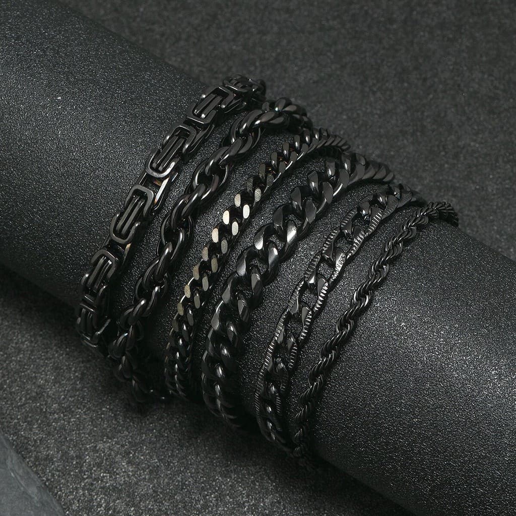 Pulseira Cubana De Hip Hop Preto Da Moda Personalidade Punk Jóias De Aço Inoxidável