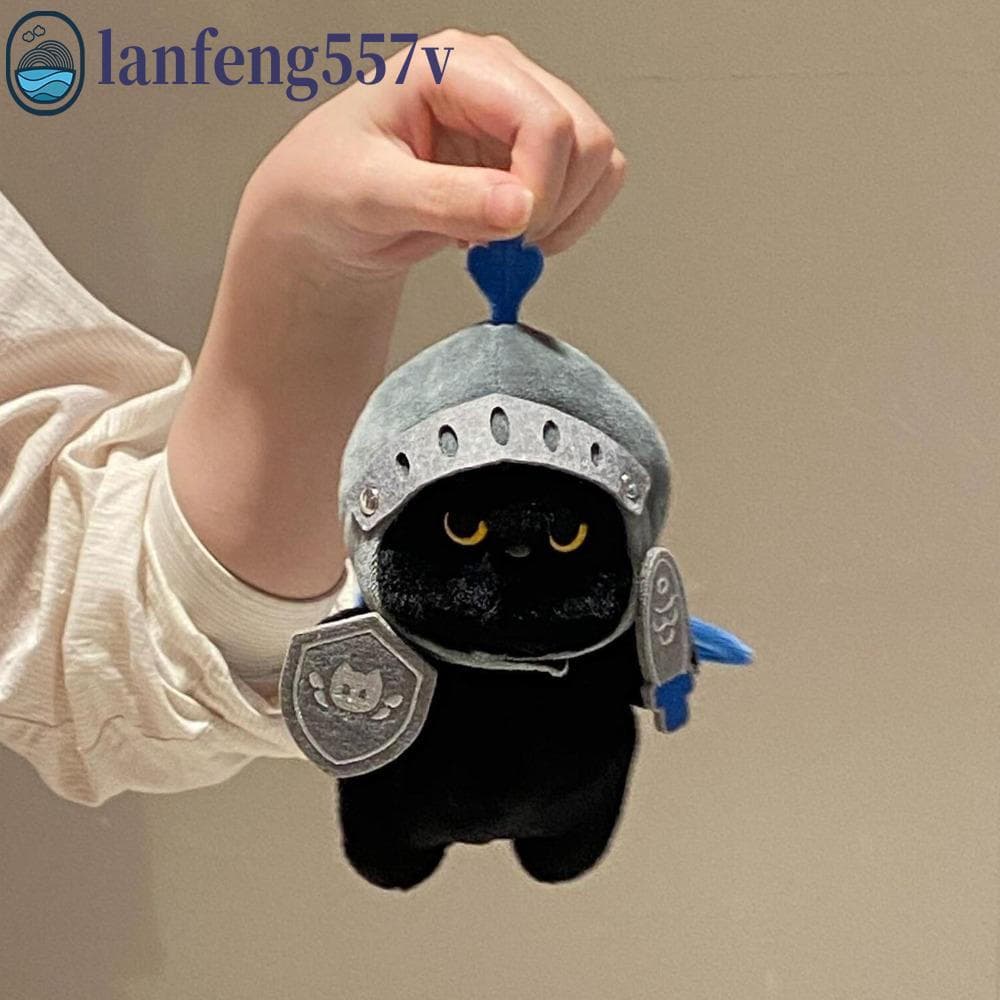 LANFENG Gato Brinquedo De Pelúcia , Dos Desenhos Animados Bobo Cavaleiro Boneca Escudo Macio Bonito Preto Crianças