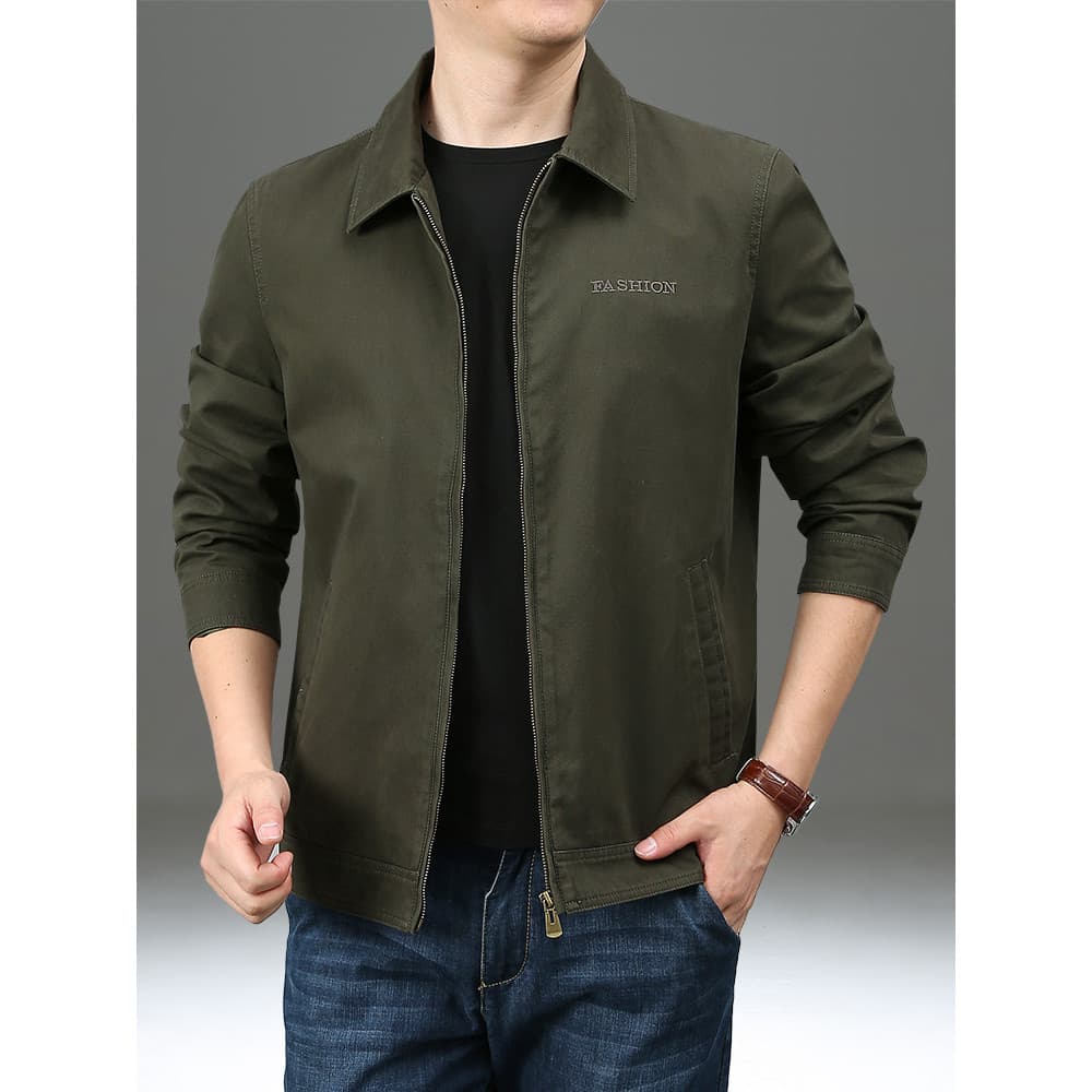 Jaqueta de algodão puro masculina primavera outono jaqueta solta pai de meia-idade usar roupa de trabalho masculina Casu