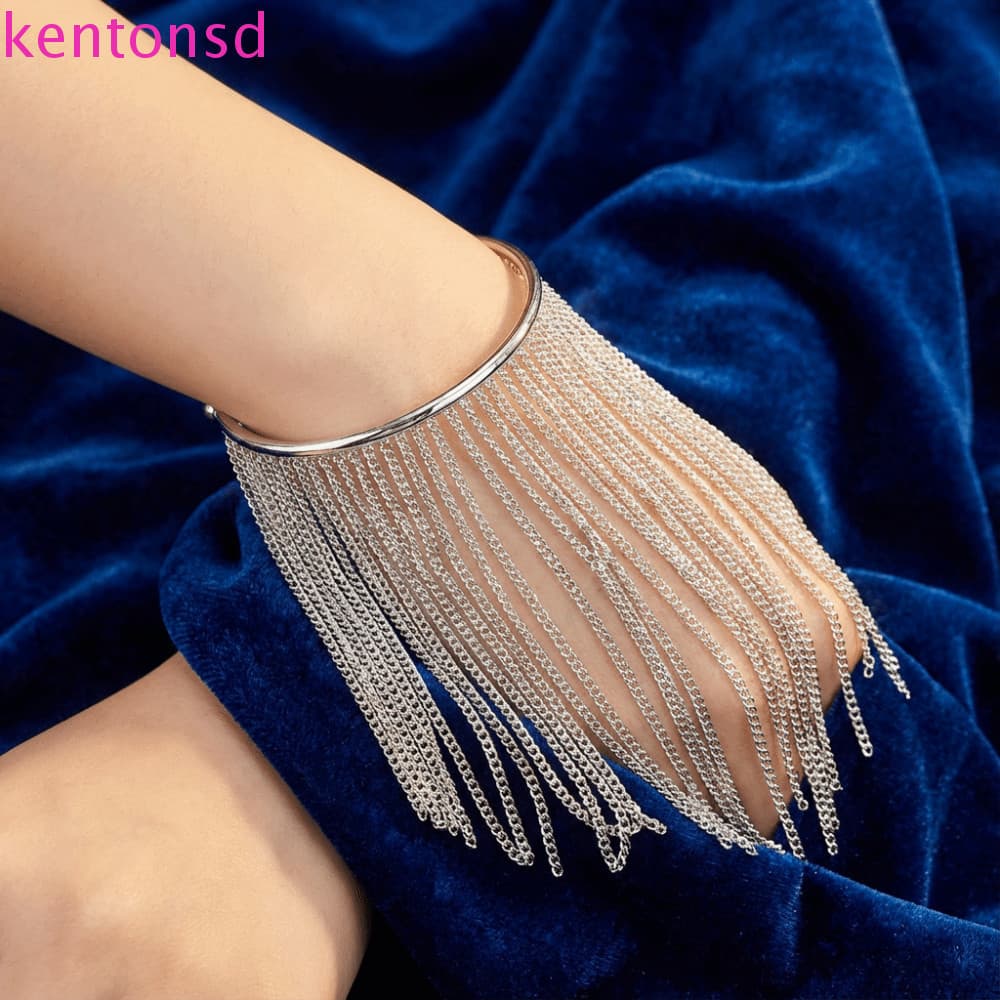 Braçadeira De Borlas KENTONSD , Pulseira De Punho De Braço Com Franja De Requintada , Corrente Aberto De Liga Ajustável