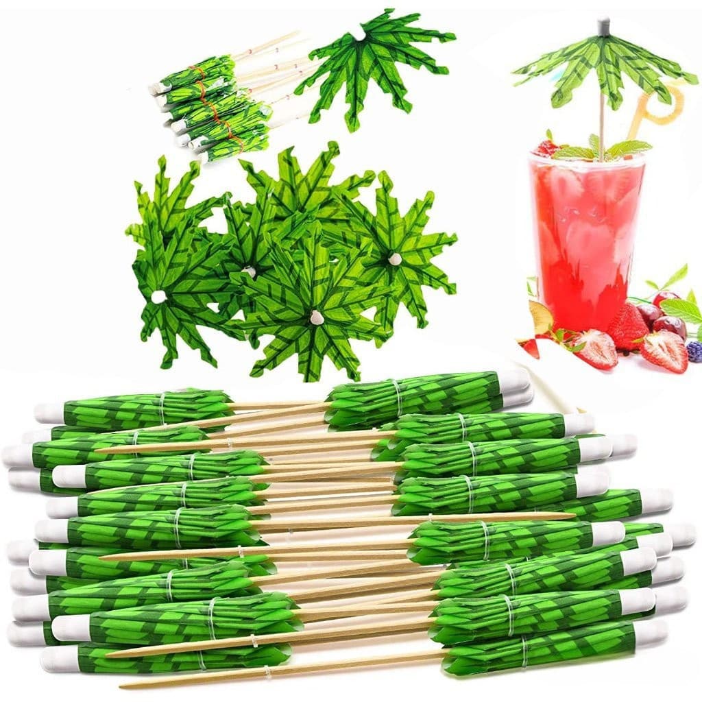 50 Guarda-Chuvas Bebidas De Coquetel Escolher Comida Frutas Palitos De Bambu Sobremesa Bolo Festa De Aniversário Decoraç