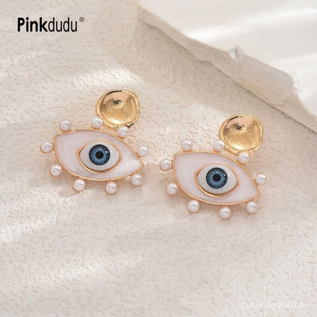 Pinkdudu Evil Eye Brincos De Pérola Estilo Vintage Pendurados Talismã Joias Para Mulheres PD2437