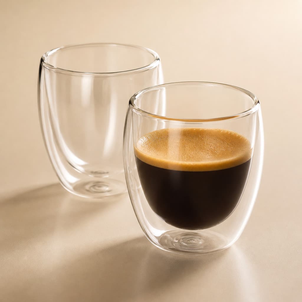 Kit 2 Copos Vidro Duplo 250ml Parede Dupla Sem Alça Isolante Térmico Café Chá Suco Conjunto