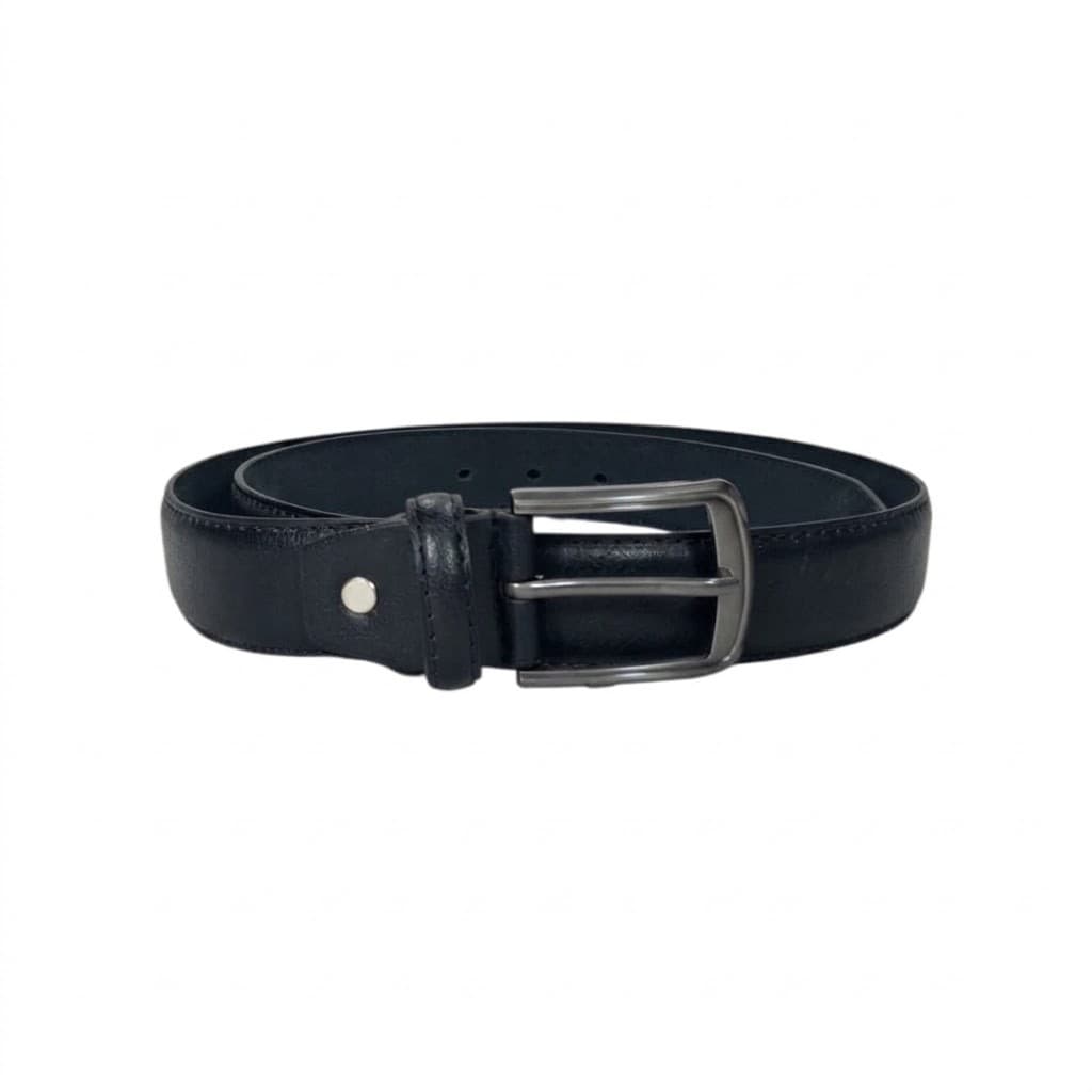Cinto Masculino Preto Básico Costura Reforçada Fivela Quadrada Grafite Moda Esporte Fino