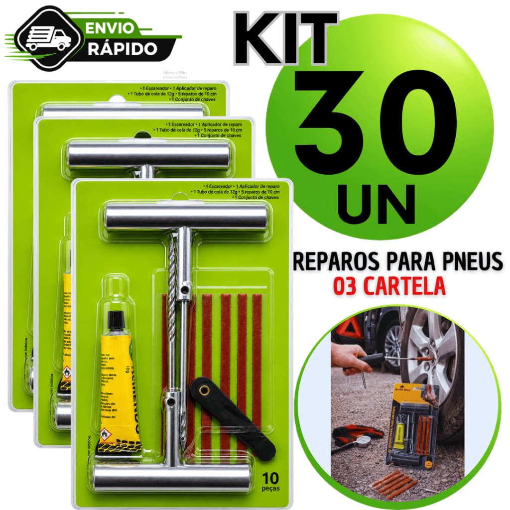 Kit Reparo Pneu Sem Câmara Carro Moto Macarrão Refil Remendo Selante Furo Emergência Borracharia