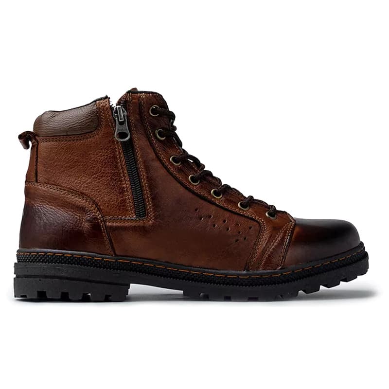 Bota Masculina Laroche Vacanza Coturno Casual Couro Legítimo Original Conforto Zíper Cadarço 05511