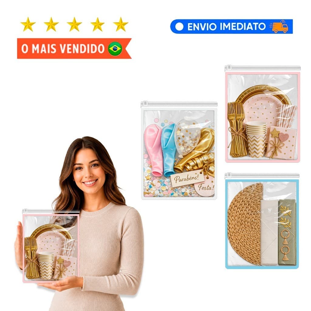 Kit Saquinho Ziplock Multiuso Ideal para Guardar Decoração Festas e Muito Mais Organizador impermeáv