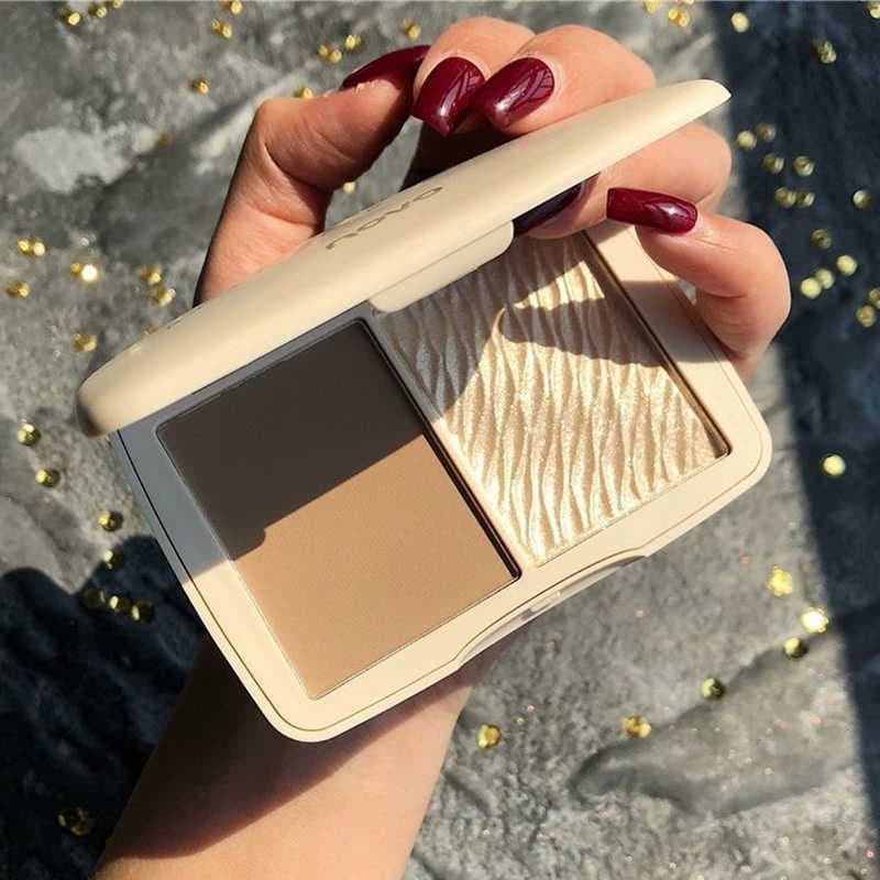 NOVO paleta de contorno de alto brilho de gengibre de duas cores fino brilho rosto iluminando deitado bicho da seda nari