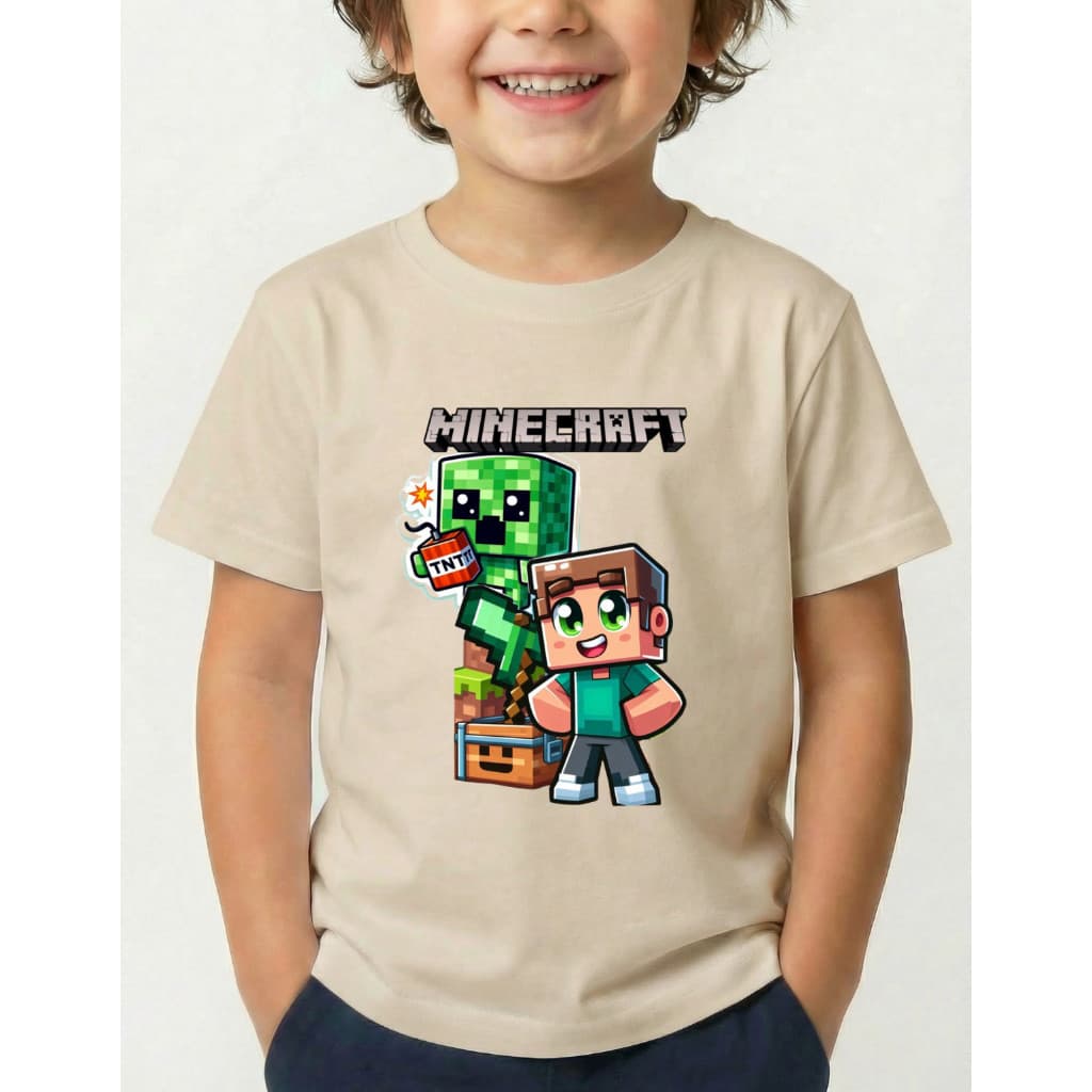 Camiseta Infantil Jogo Craft Estampada Em Algodão 30.1 De Alta Qualidade Disponiveis em Diversas Cores
