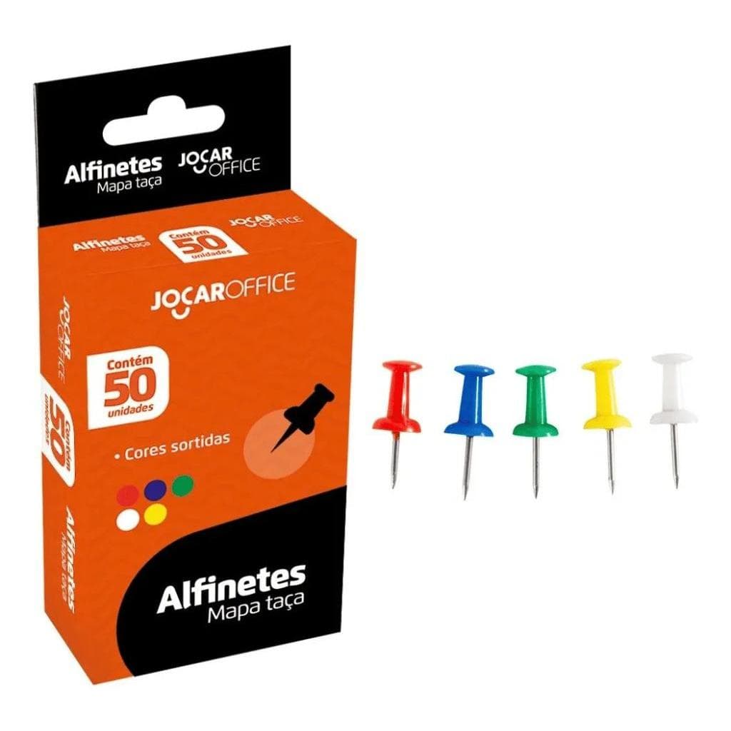 Alfinetes para Mapa Jocar Taça Coloridos - Caixa c/ 50 unidades