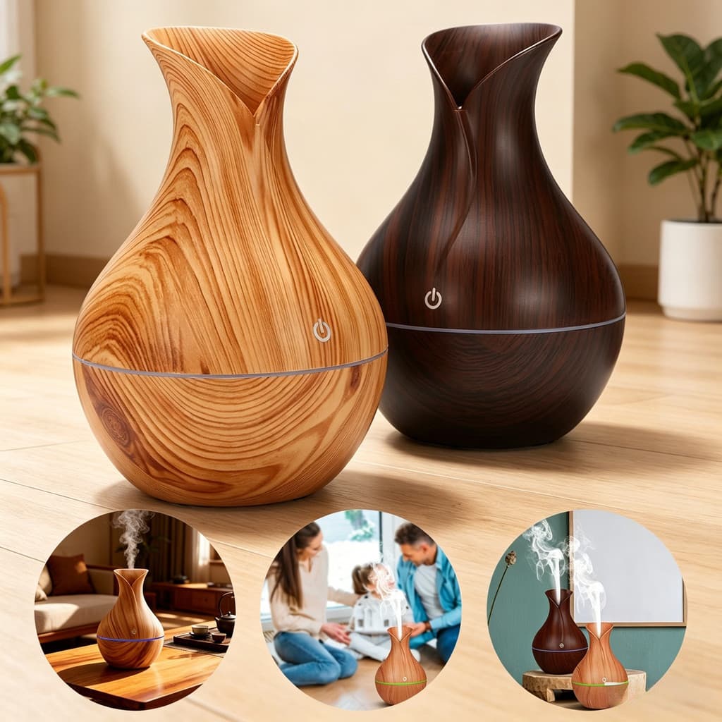 Humidificador USB Design Em Madeira Requintado Umidificador Portátil para Carro, Casa e Escritório