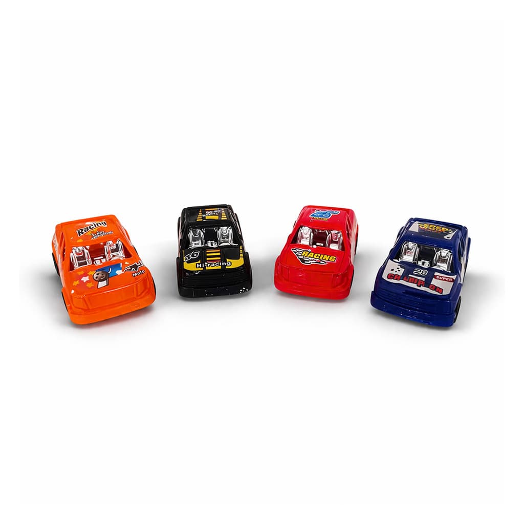 Kit 4 Carrinhos de Fricção Modelo de Corrida Top Racing Car - Vermelho Azul Preto e Laranja
