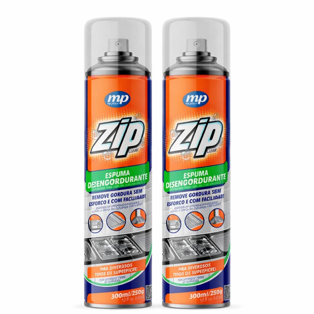 Kit 2 Espuma Desengordurante Zip 300Ml Limpeza Pesada Fogão Forno Air Fryer Coifa Microondas Barato