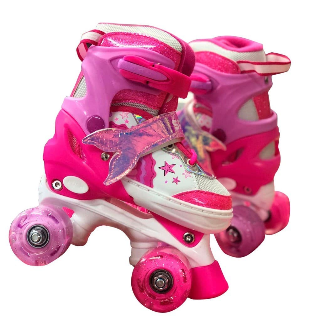 Patins Infantil Ajustavel Com Led  Criancas De 4 Rodas Rosa sereia Unicornio Menina Promocao